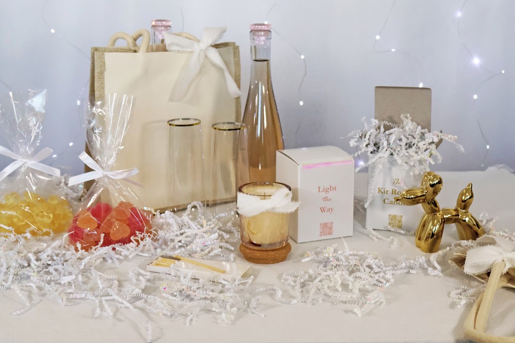 Light the Way gift bag displayed with goodies | Photo by Mir Martz